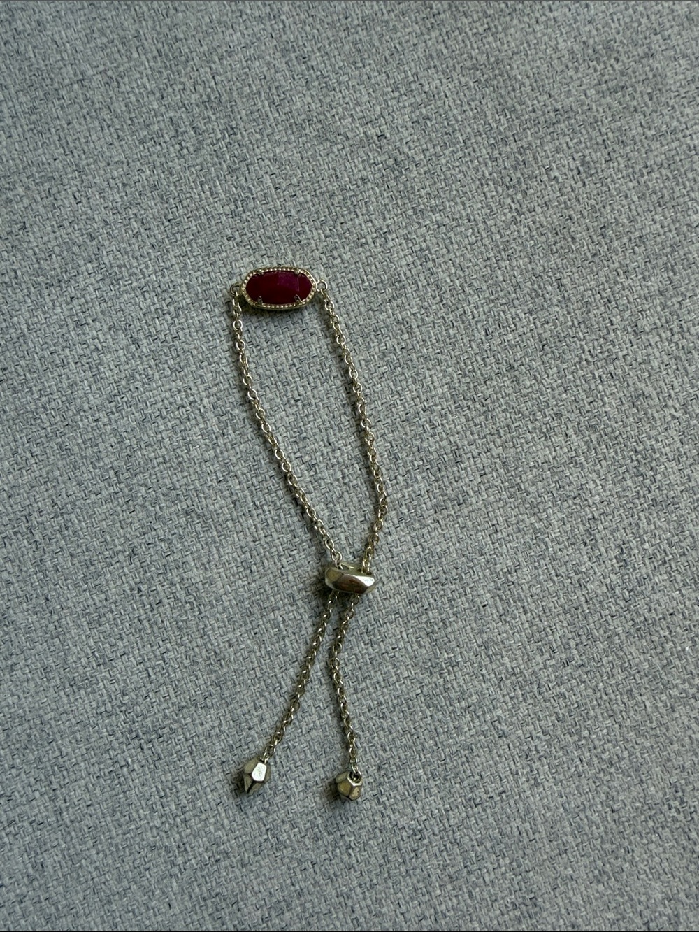 Kendra Scott Gold Bracelet with Deep Red Stone